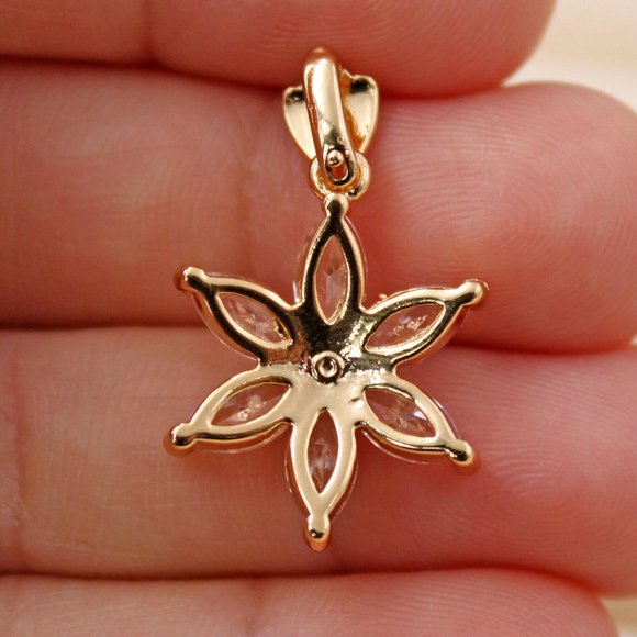 18K Yellow Gold Filled Star Flower Marquise Diamond Zircon Pendant 3.0ctw Gift - Picture 5 of 5